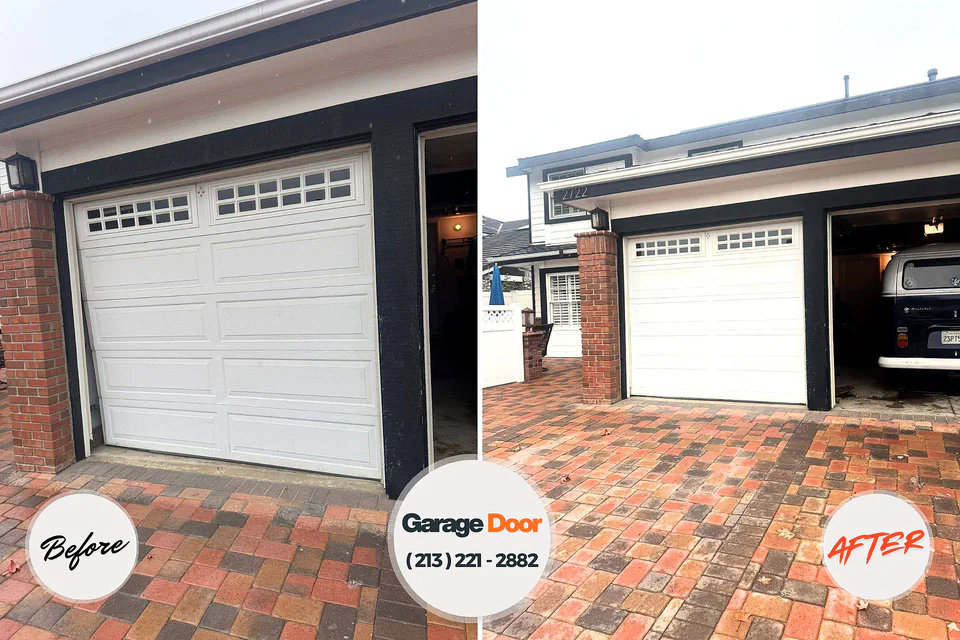 Before and after: garage door repair Hugoton, KS